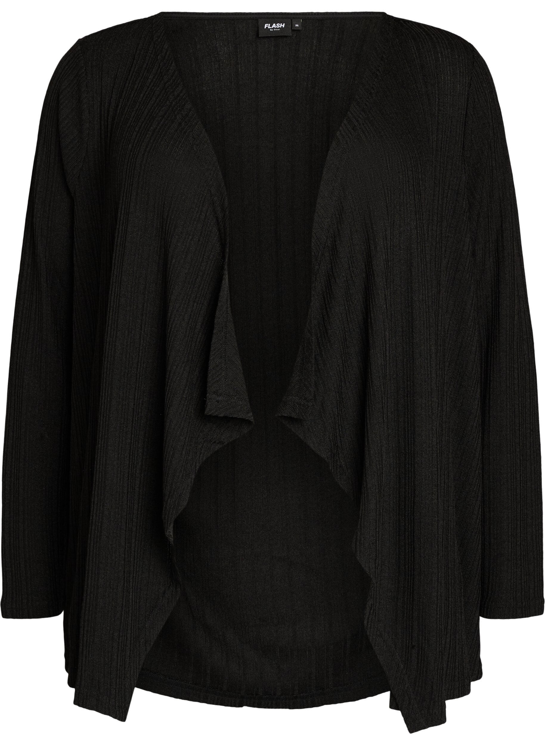 ZizziOffener Cardigan aus strukturiertem Jersey, Schwarz, Packshot image number 0