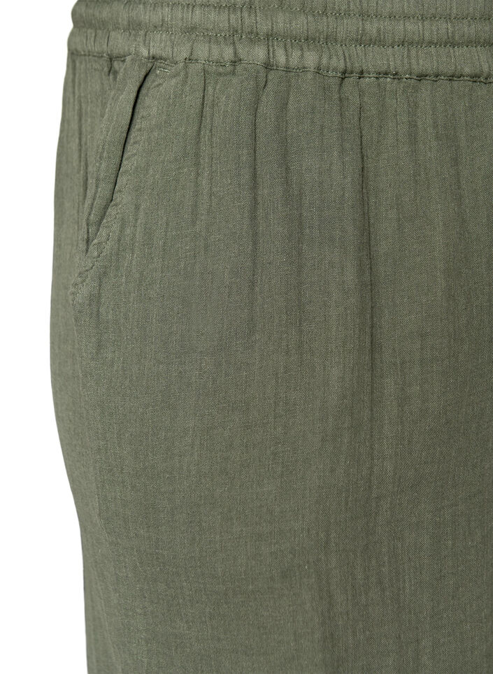 Lockere Shorts aus Baumwollmusselin mit hoher Taille, Gr&uuml;n, Packshot image number 2