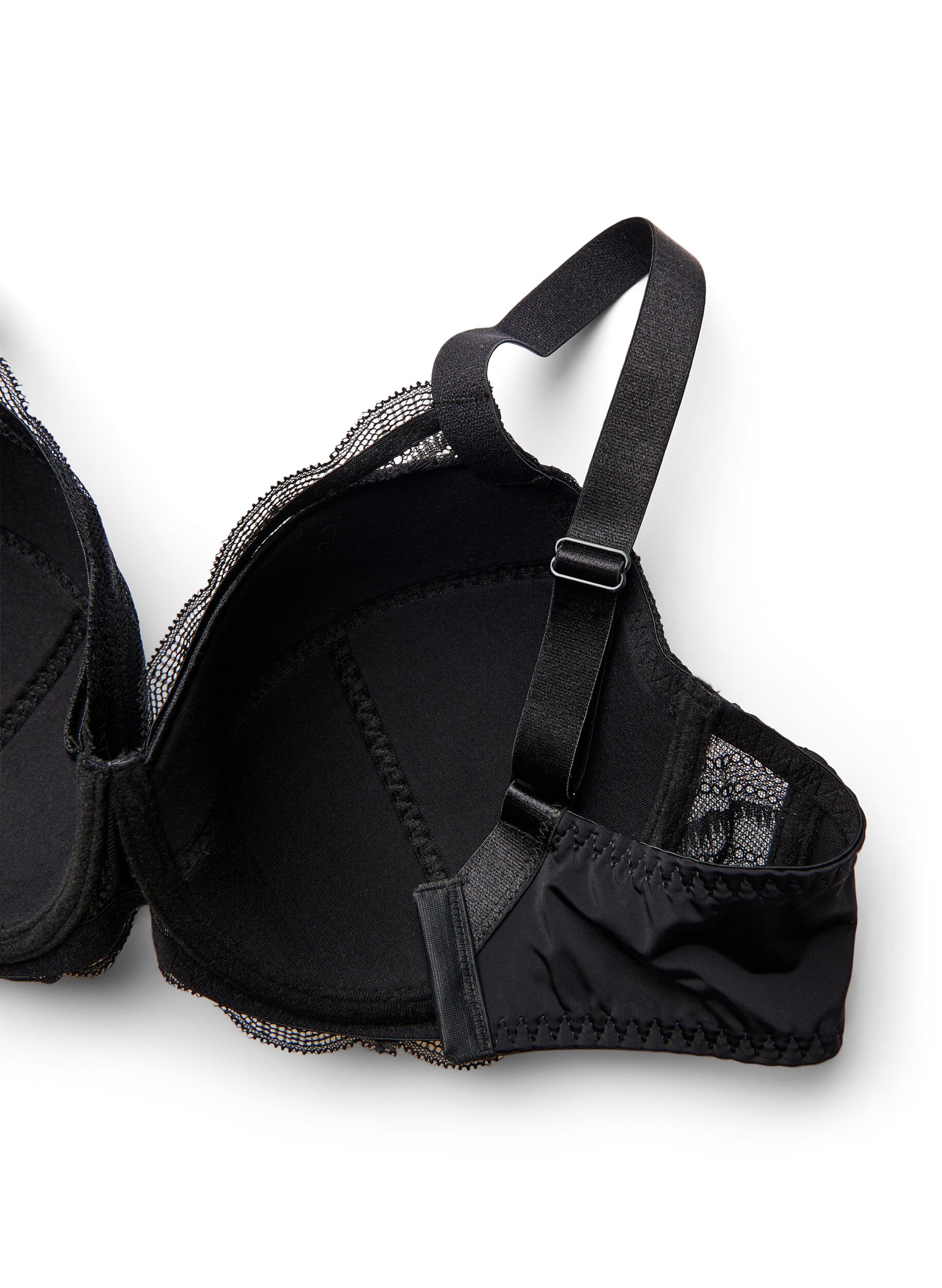 ZizziWattierter BH mit Spitze, Schwarz, Packshot image number 3