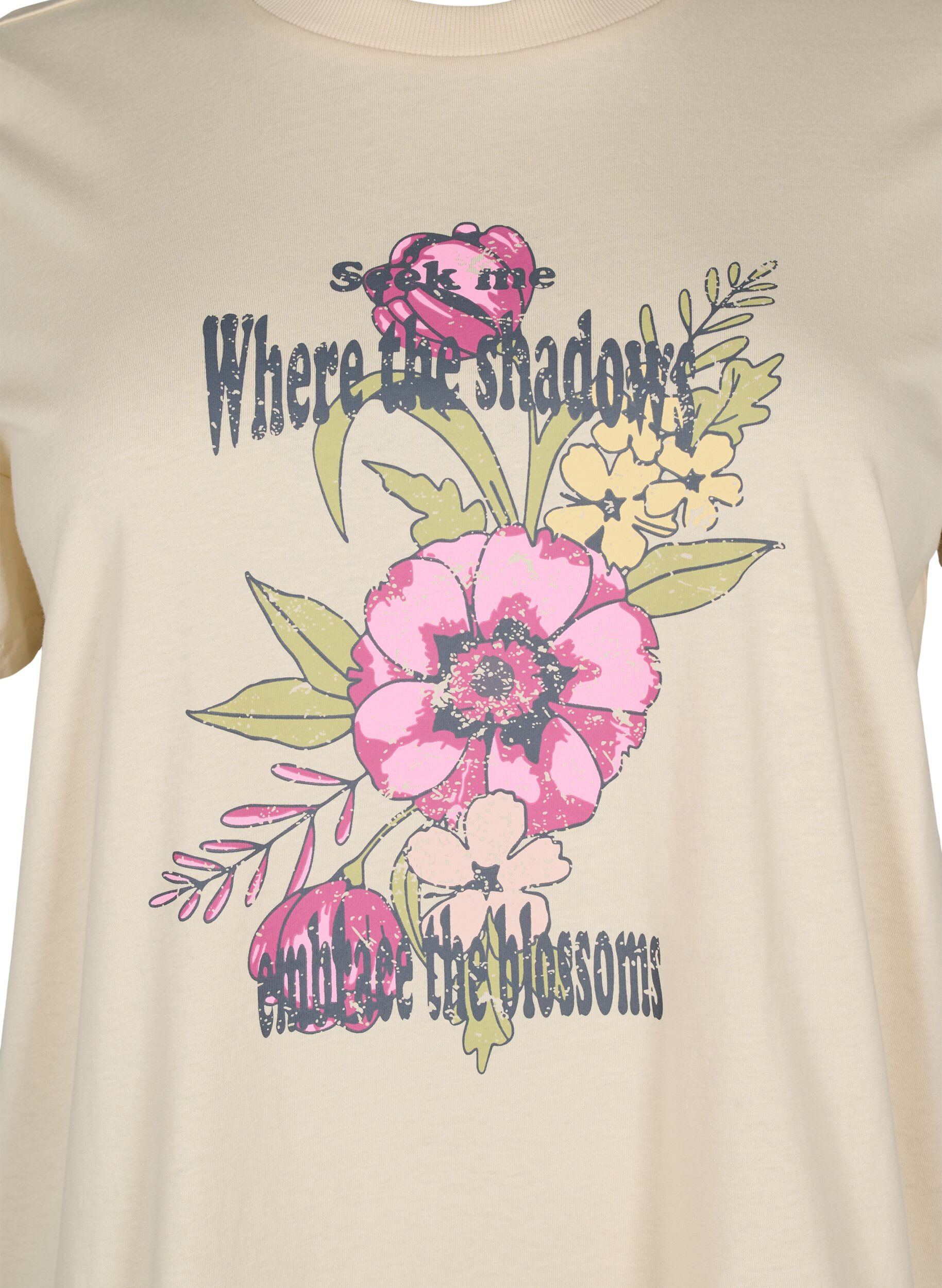 ZizziT-Shirt aus Baumwolle mit Print, Beige, Packshot image number 2