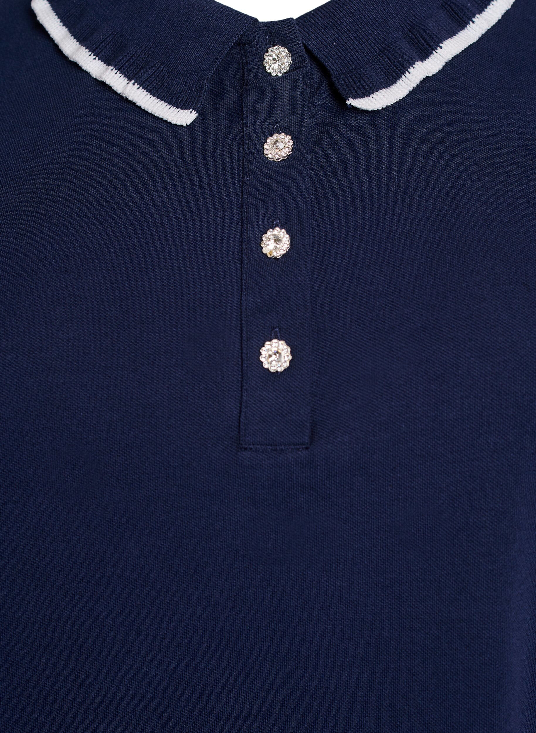 ZizziPoloshirt mit Strasssteinen und R&uuml;schendetails, Blau, Packshot image number 2