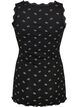 Oberteil mit Aufdruck und Spitzenborte, Schwarz, Packshot image number 1
