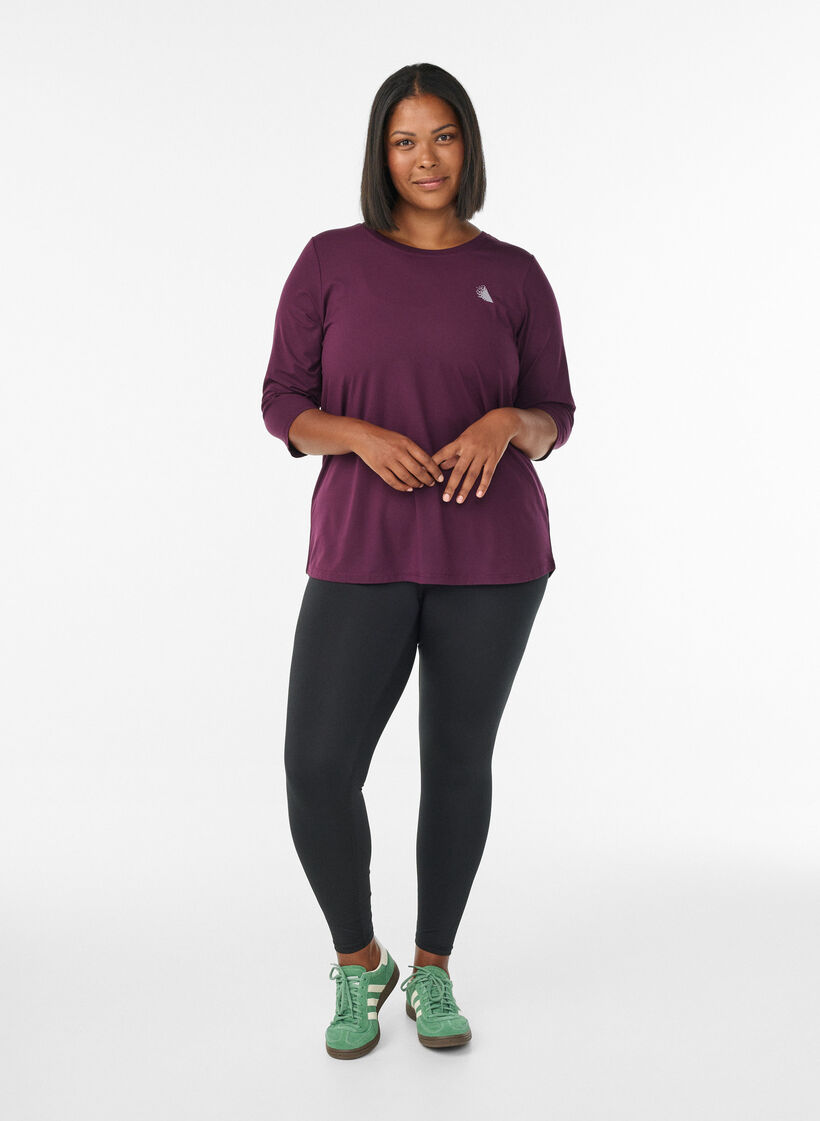 Trainingsshirt mit 3/4-&Auml;rmeln, Lila, Model image number 1