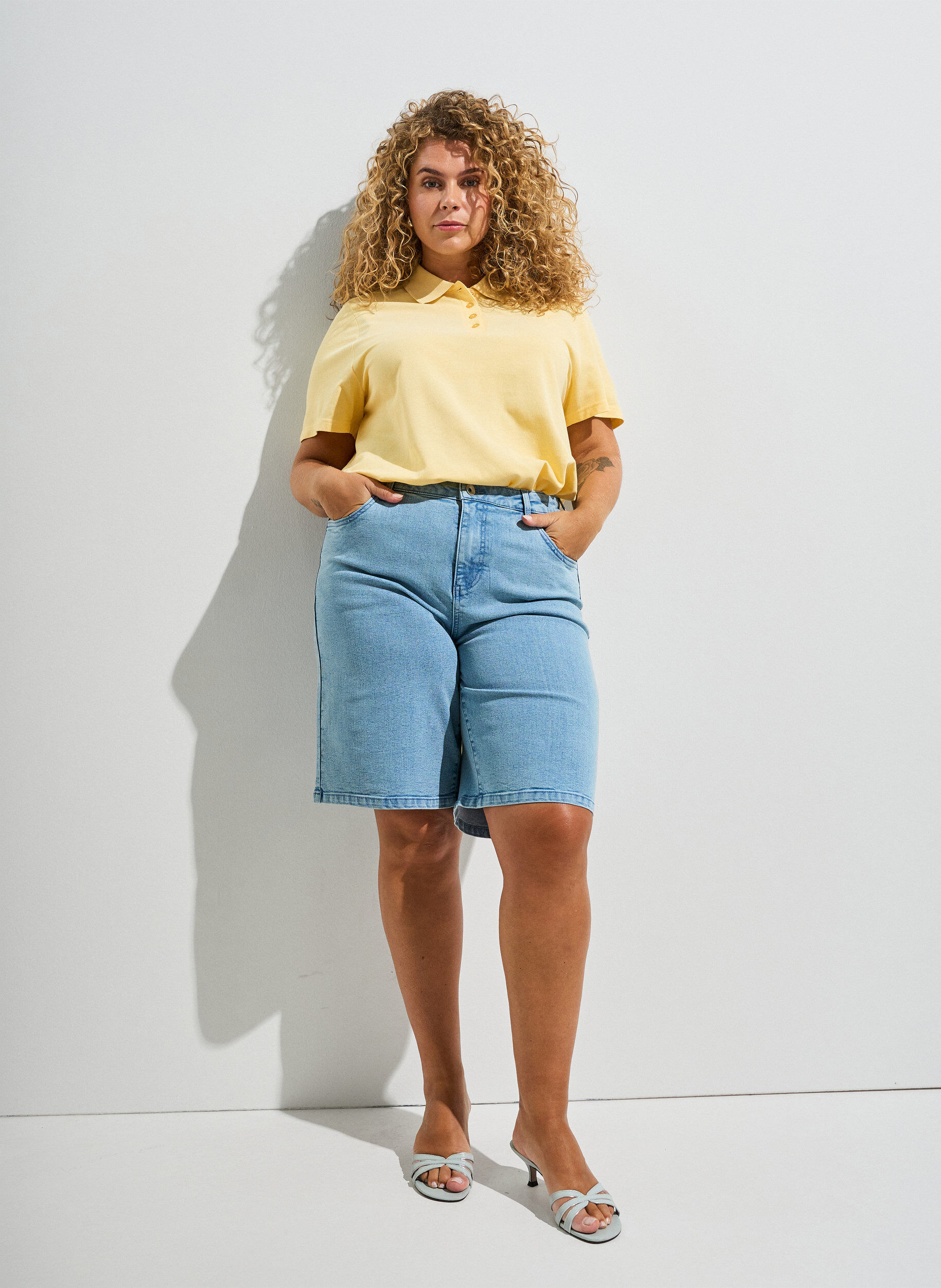 ZizziPoloshirt mit kurzen &Auml;rmeln, Gelb, Image image number 0