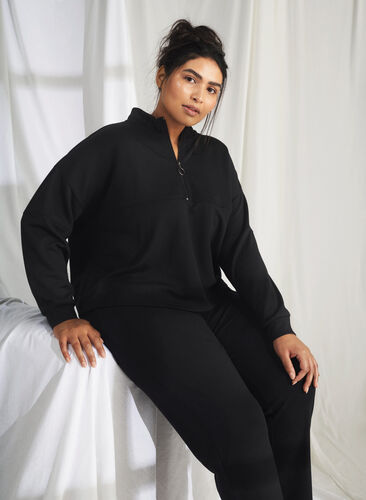 Sweatshirt aus Modalmischung mit hohem Halsausschnitt, Black, Image image number 0