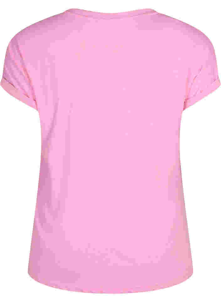 Kurzärmeliges T-Shirt aus einer Baumwollmischung, Rosebloom, Packshot image number 1