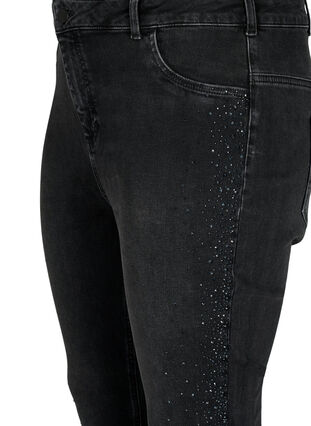 Hoch taillierte Amy Jeans mit Strasssteinen, Grey Denim, Packshot image number 2