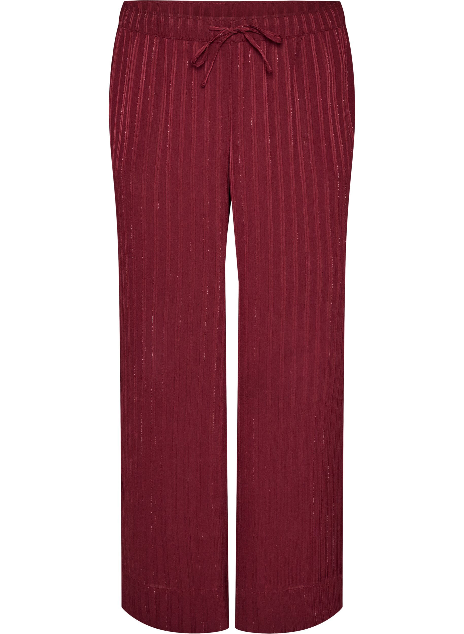 ZizziHose mit strukturierten Streifen und geraden Beinen, Rot, Packshot image number 0