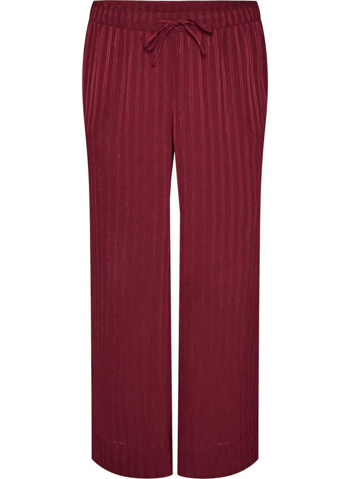 Hose mit strukturierten Streifen und geraden Beinen, Rot, Packshot image number 0