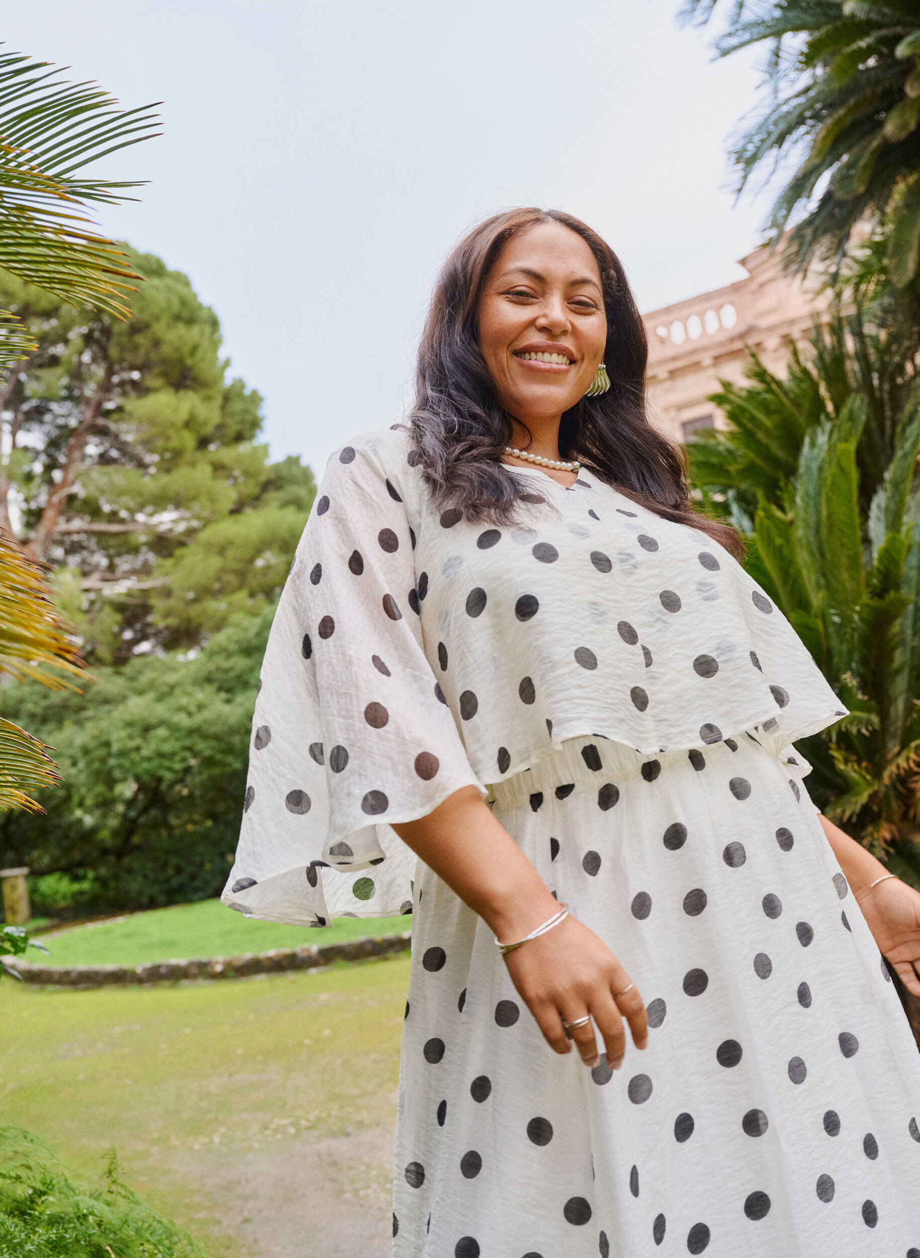 ZizziTop im Lagenlook mit Polka-Dot-Muster, Vanille, Image image number 0