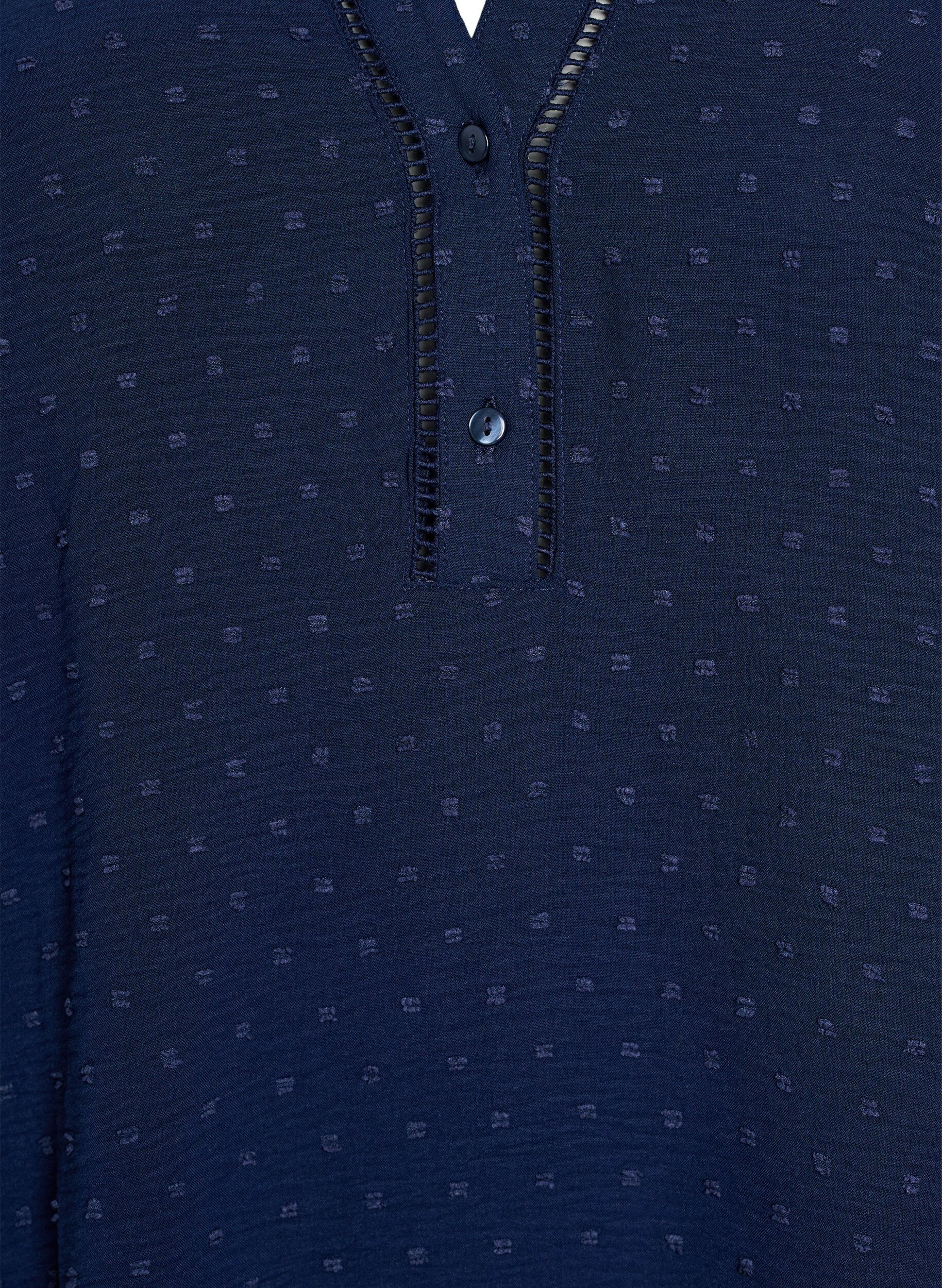 ZizziKleid mit R&uuml;schen&auml;rmeln und gepunkteter Textur, Navy Blazer, Packshot image number 2