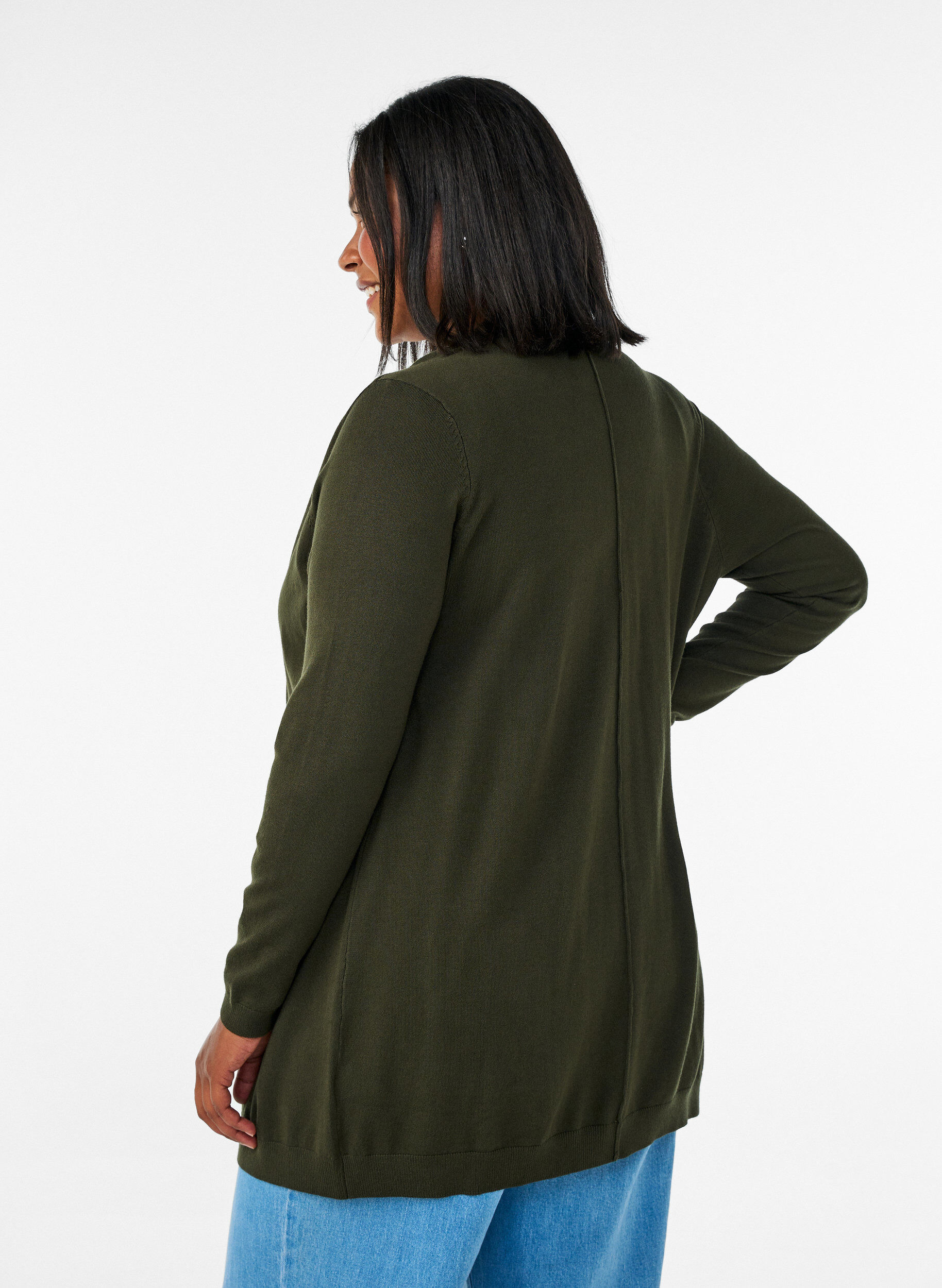 ZizziLange Strickjacke aus einer Viskosemischung, Gr&uuml;n, Model image number 2