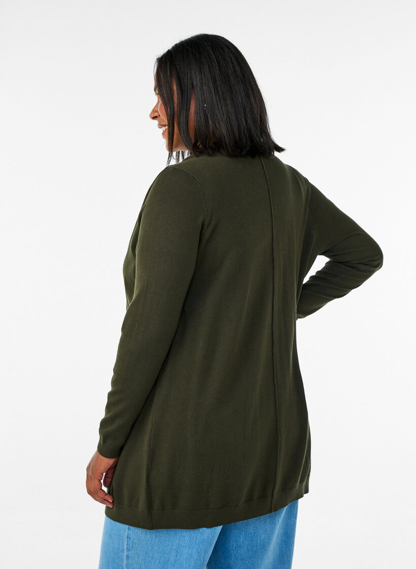 Lange Strickjacke aus einer Viskosemischung, Gr&uuml;n, Model image number 2