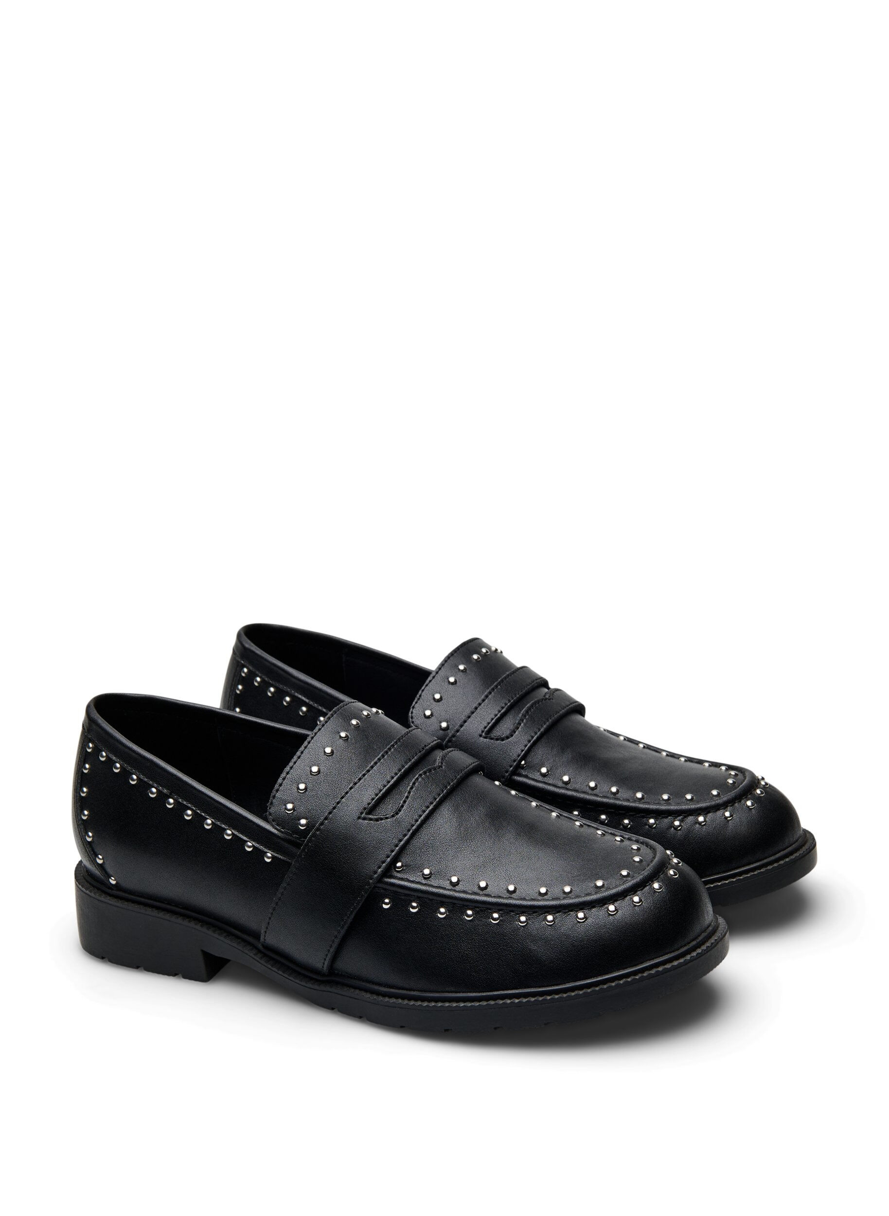 ZizziExtra-Weite - Lederloafer mit Nieten, Schwarz, Packshot image number 1