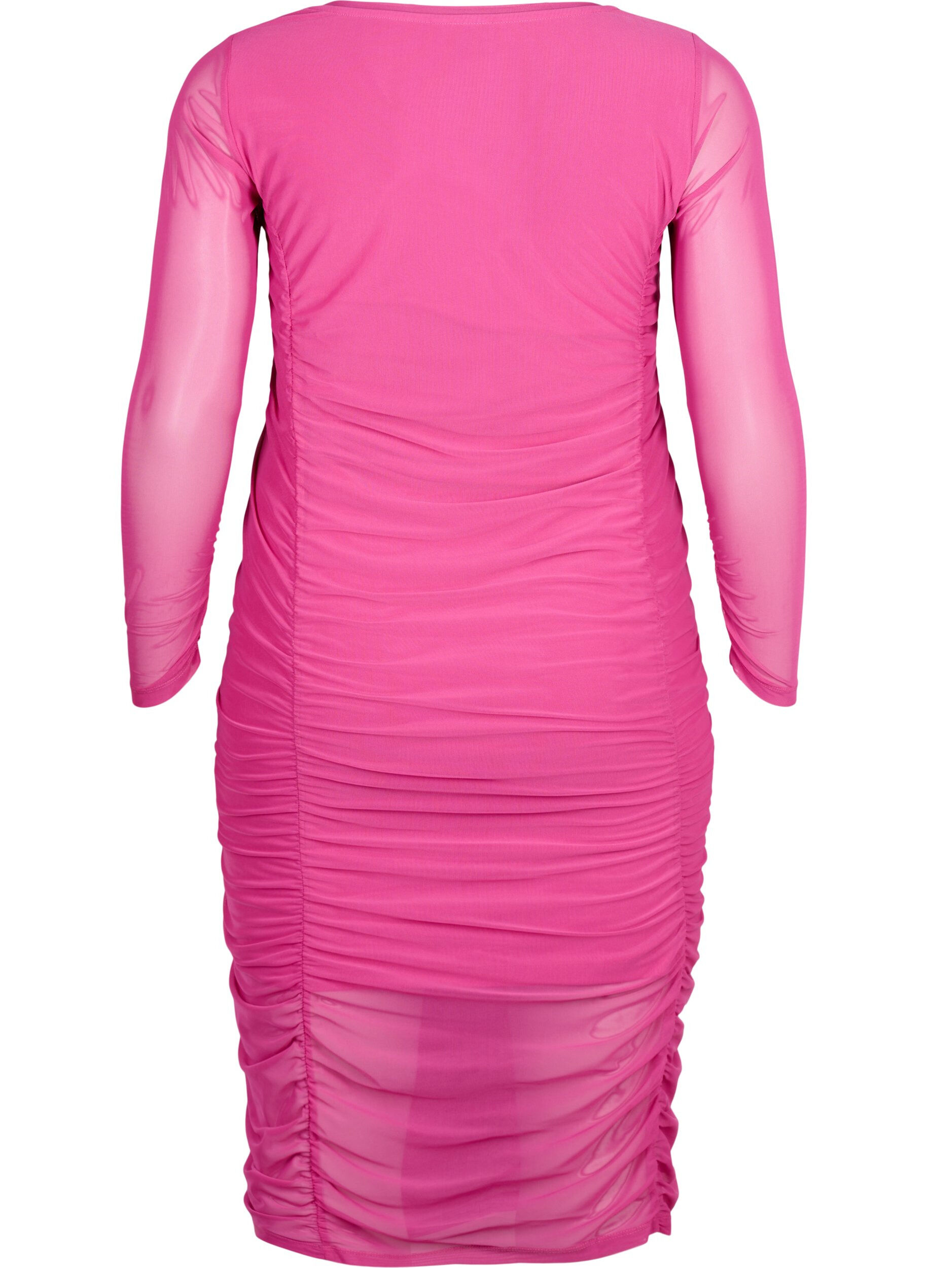 ZizziEng anliegendes Kleid mit Drapierungen, Fuchsia Red, Packshot image number 1