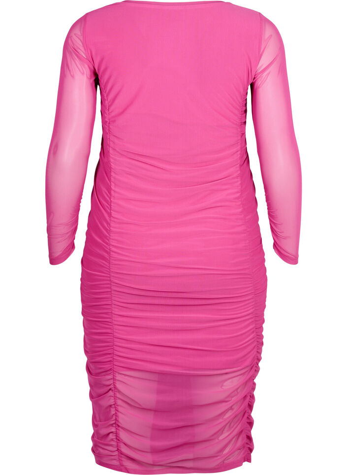 Eng anliegendes Kleid mit Drapierungen, Fuchsia Red, Packshot image number 1