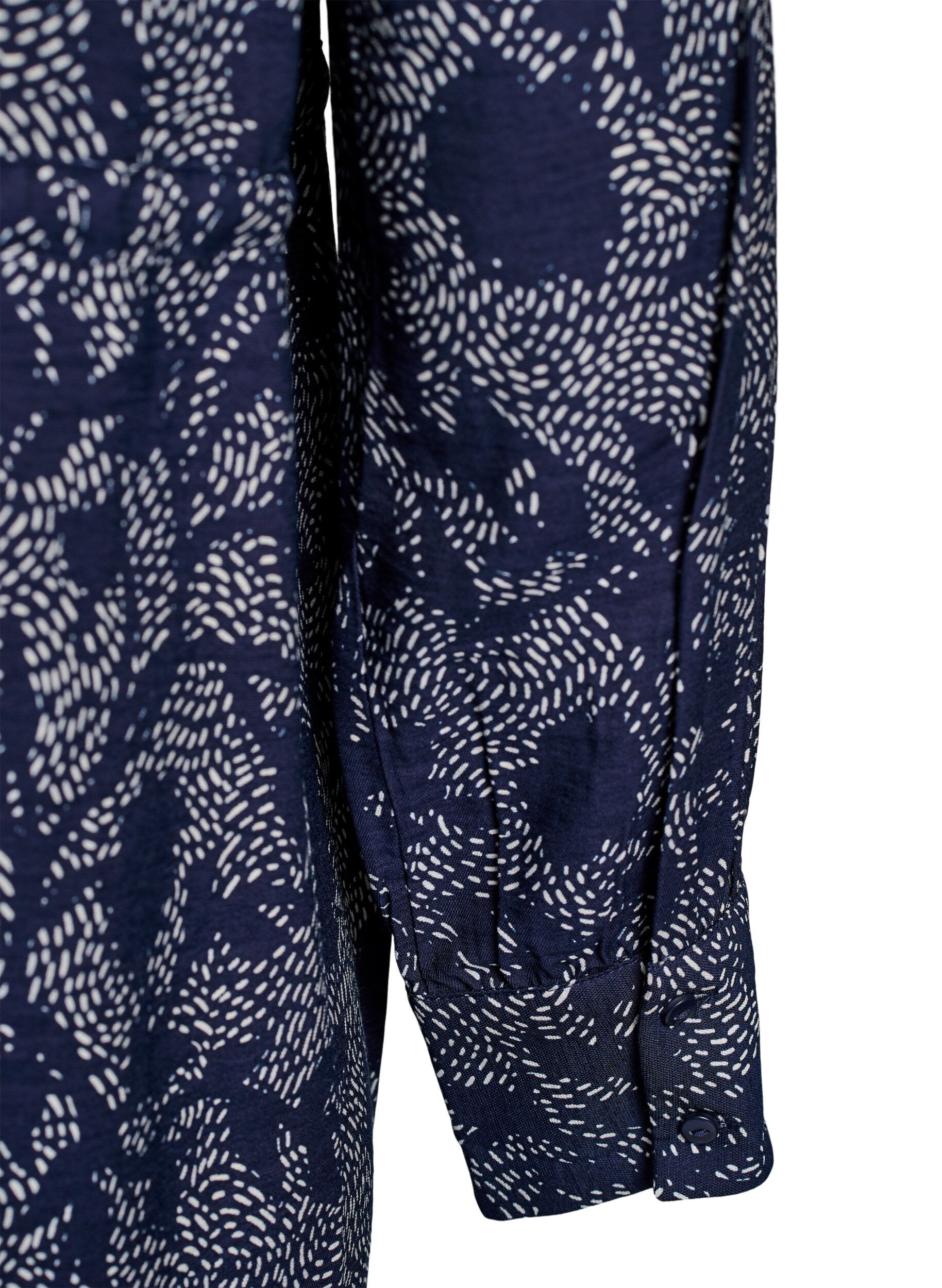 ZizziBlusenkleid aus bedrucktem Material mit Bindeg&uuml;rtel, Blau, Packshot image number 3