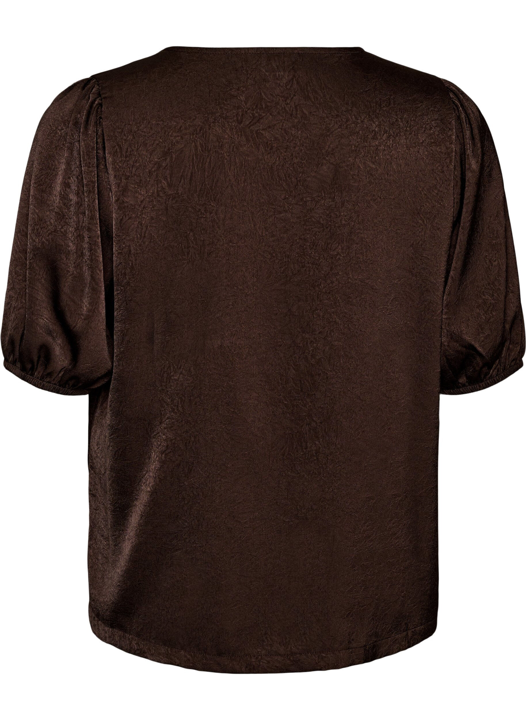 ZizziBluse aus Satin mit Schleifen und ellbogenlangen &Auml;rmeln, Braun, Packshot image number 1