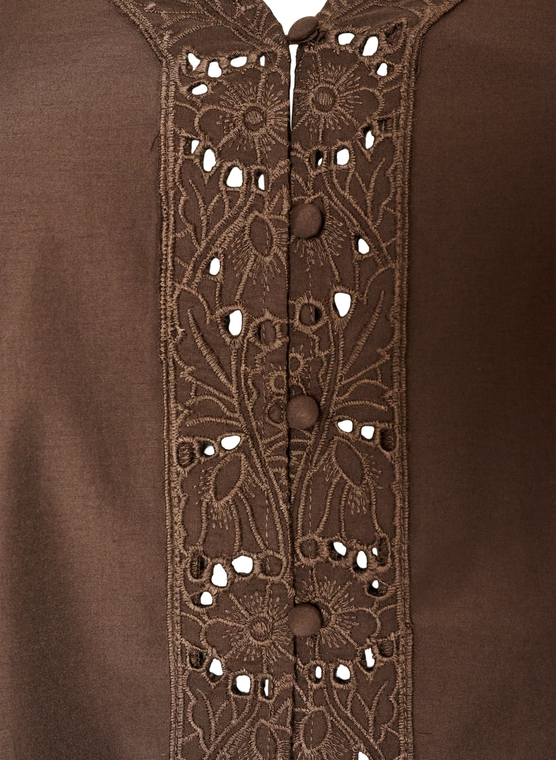 ZizziHemdbluse mit Lochstickerei, Braun, Packshot image number 2