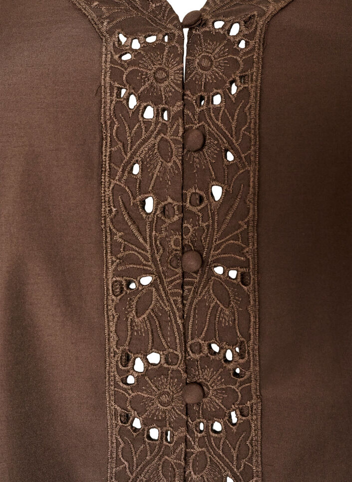 Hemdbluse mit Lochstickerei, Braun, Packshot image number 2
