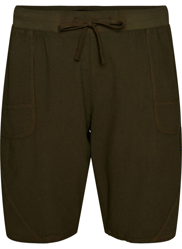 Lockere Shorts aus Baumwolle mit Taschen, Gr&uuml;n, Packshot image number 0