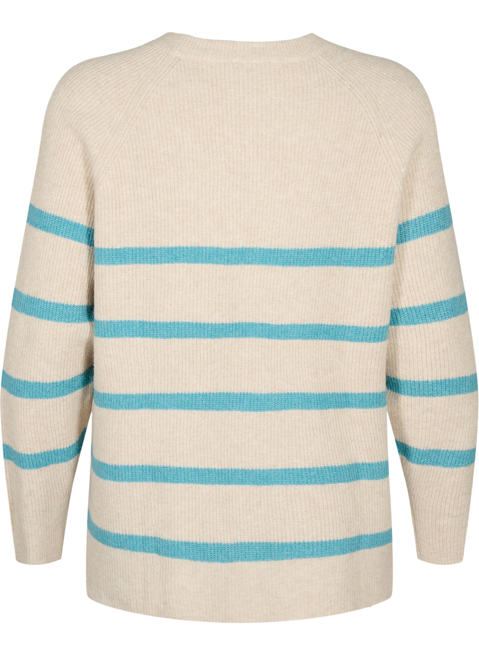 ZizziRippenstrickpullover mit Streifen, P.Stone/Reef W.Mel., Packshot image number 1