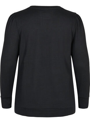 Langarm Bluse mit Schulterdetail, Black, Packshot image number 1