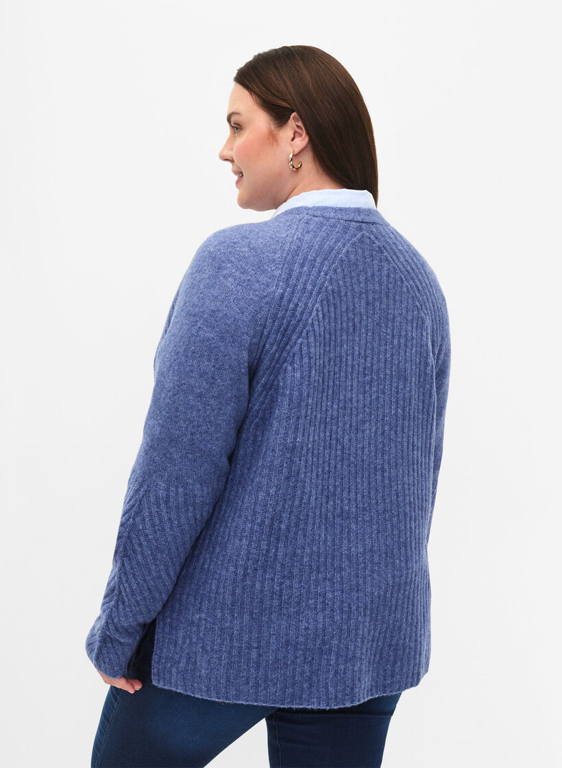 Strickpullover mit Schlitz, Gray Blue Mel., Model image number 1