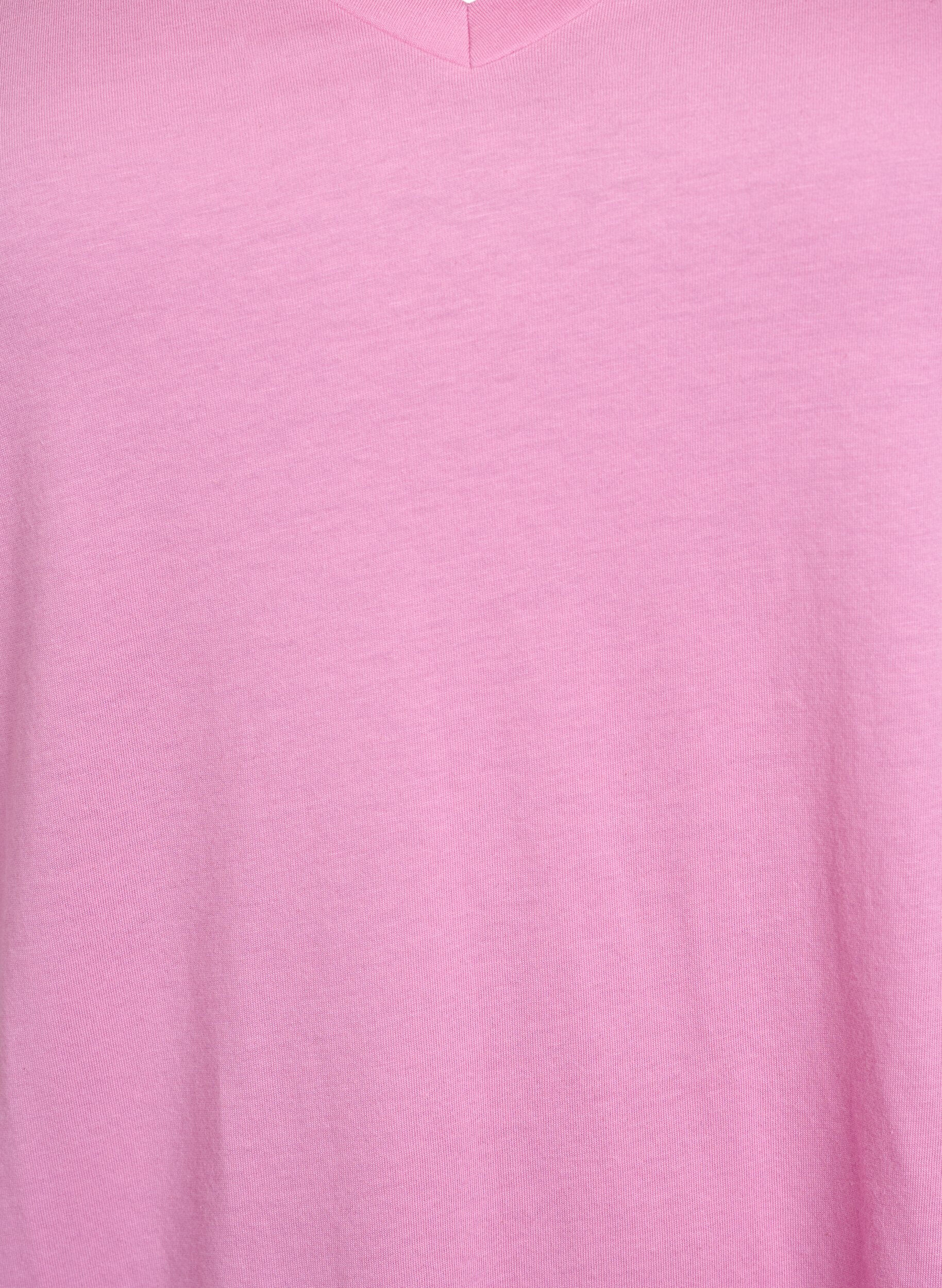 ZizziEinfarbiges Oversize T-Shirt mit V-Ausschnitt, Pink, Packshot image number 2