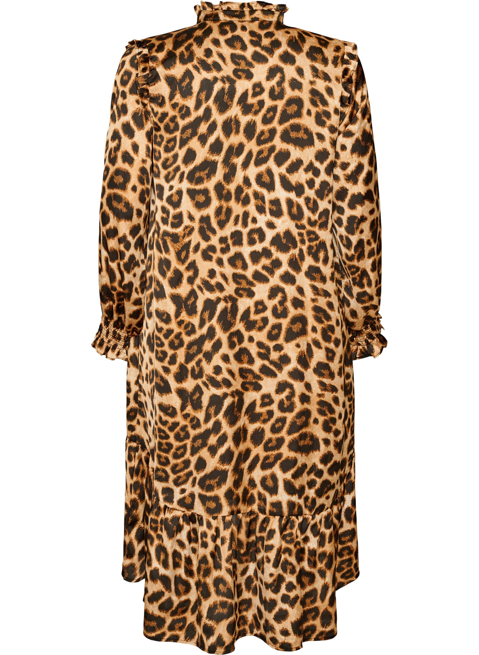 ZizziKleid mit Leopardenmuster und R&uuml;schendetails, Braun, Packshot image number 1