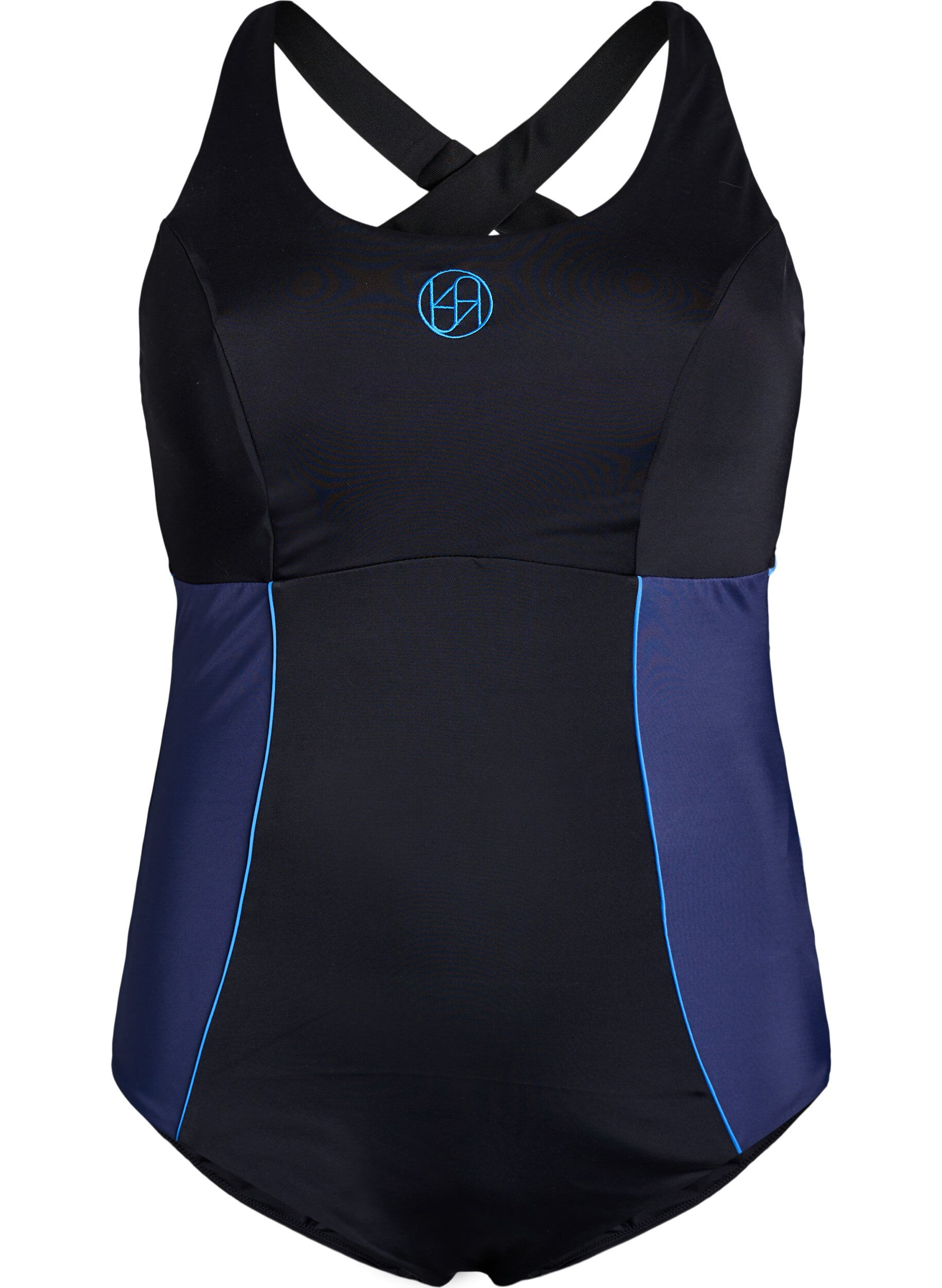 ZizziSportbadeanzug mit &uuml;berkreuzten Tr&auml;gern, Schwarz, Packshot image number 0