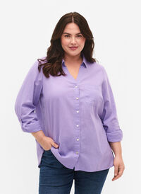 Hemdbluse mit Knopfverschluss, Lavender, Model