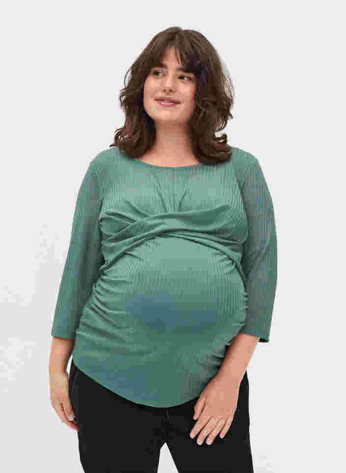 Schwangerschaftsbluse mit 3/4-Ärmeln , Silver Pine, Model image number 0