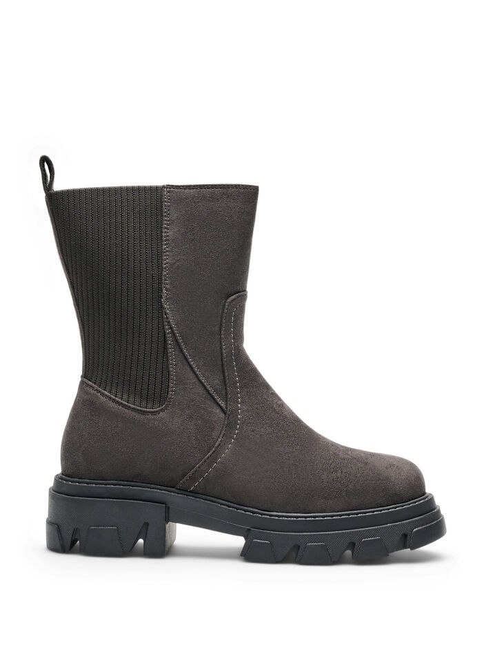 Chunky-Stiefel aus Kunstwildleder, Braun, Packshot image number 0