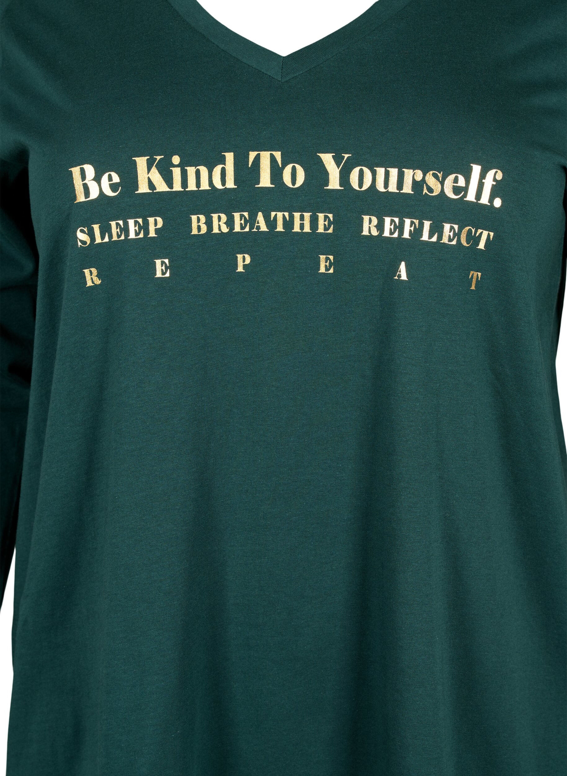 ZizziNachthemd aus Baumwolle mit Text-Aufdruck, Scarab, Packshot image number 2