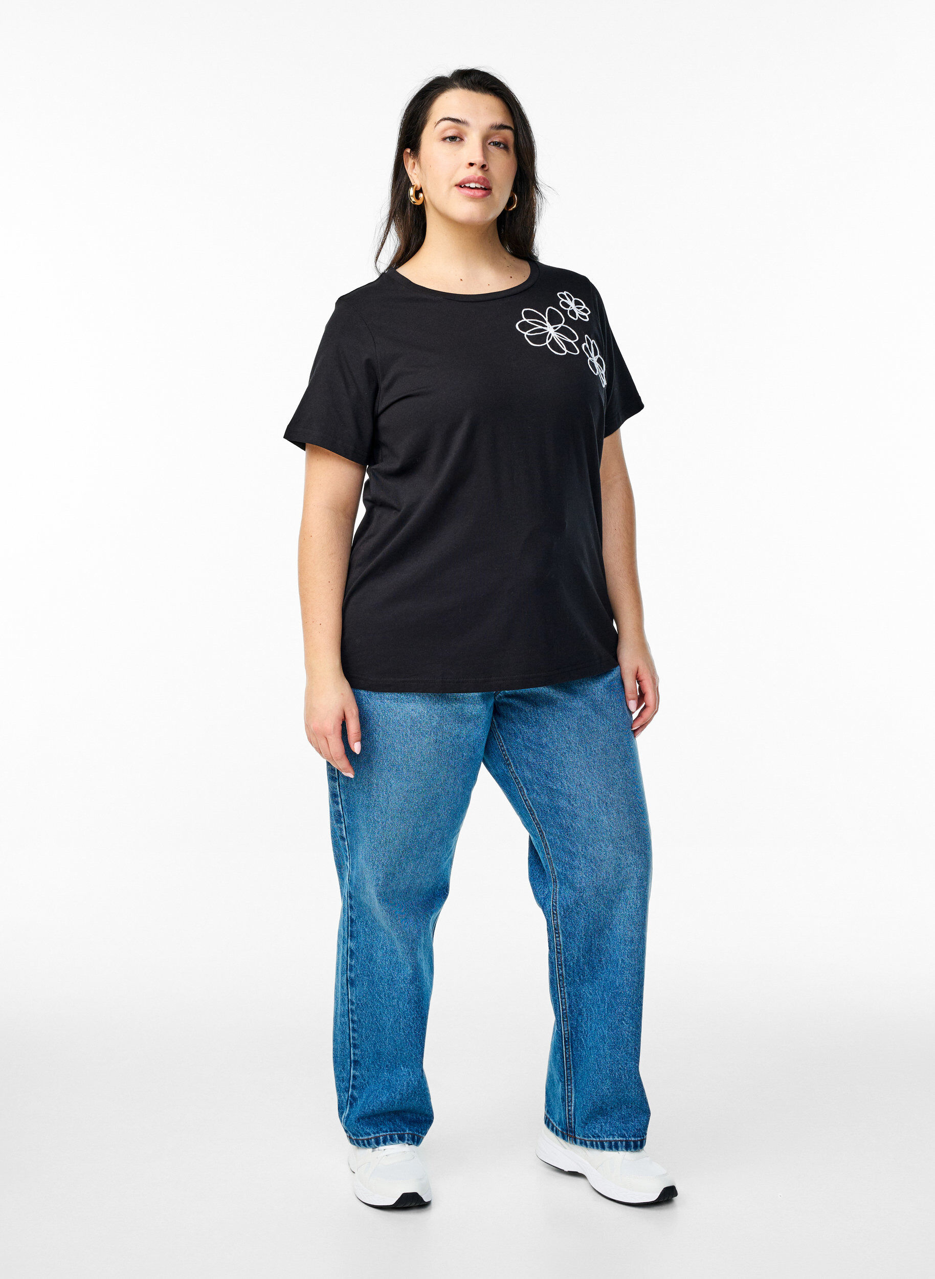 ZizziT-Shirt mit dekorativen Details, Schwarz, Model image number 1