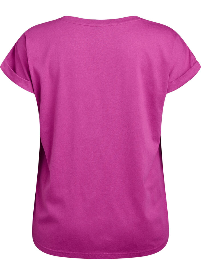 Kurz&auml;rmliges T-Shirt aus einer Baumwollmischung, Lila, Packshot image number 1
