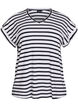 Gestreiftes T-Shirt mit V-Ausschnitt, Schwarz, Packshot image number 0