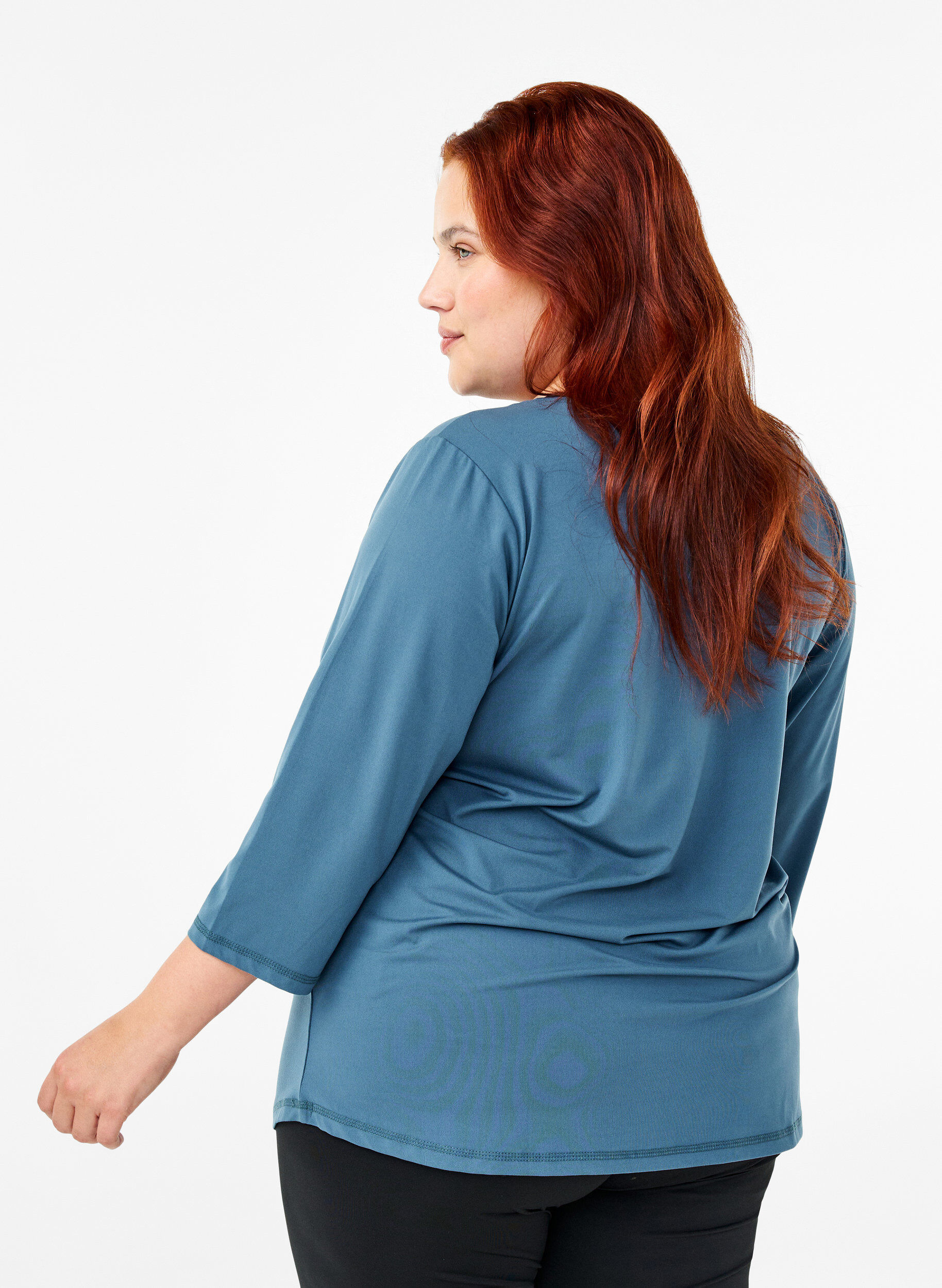 Zizzi Trainingsbluse mit 3/4 &Auml;rmeln, Petrol, Model image number 2