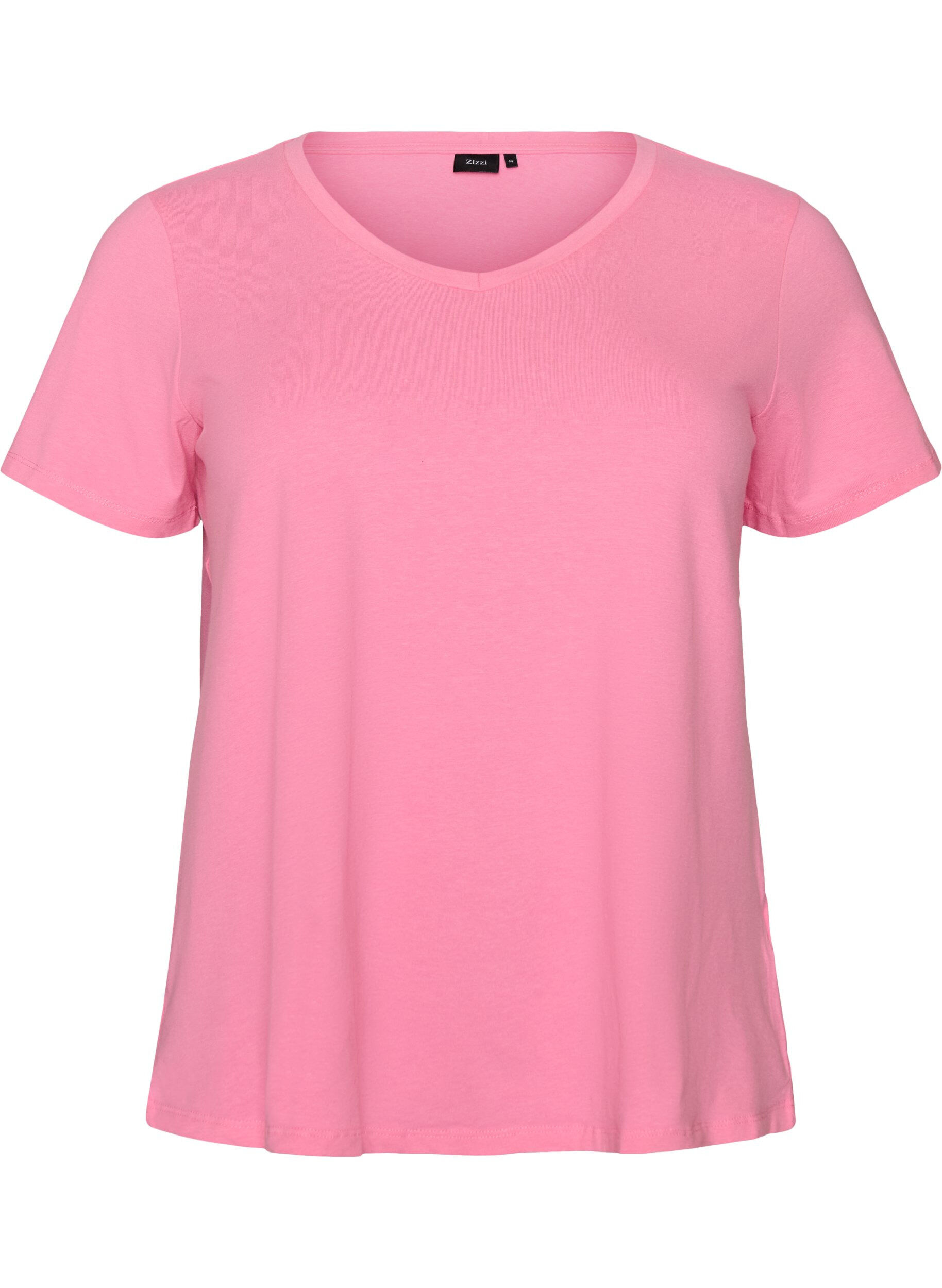 ZizziEinfarbiges basic T-Shirt aus Baumwolle, Pink, Packshot image number 0