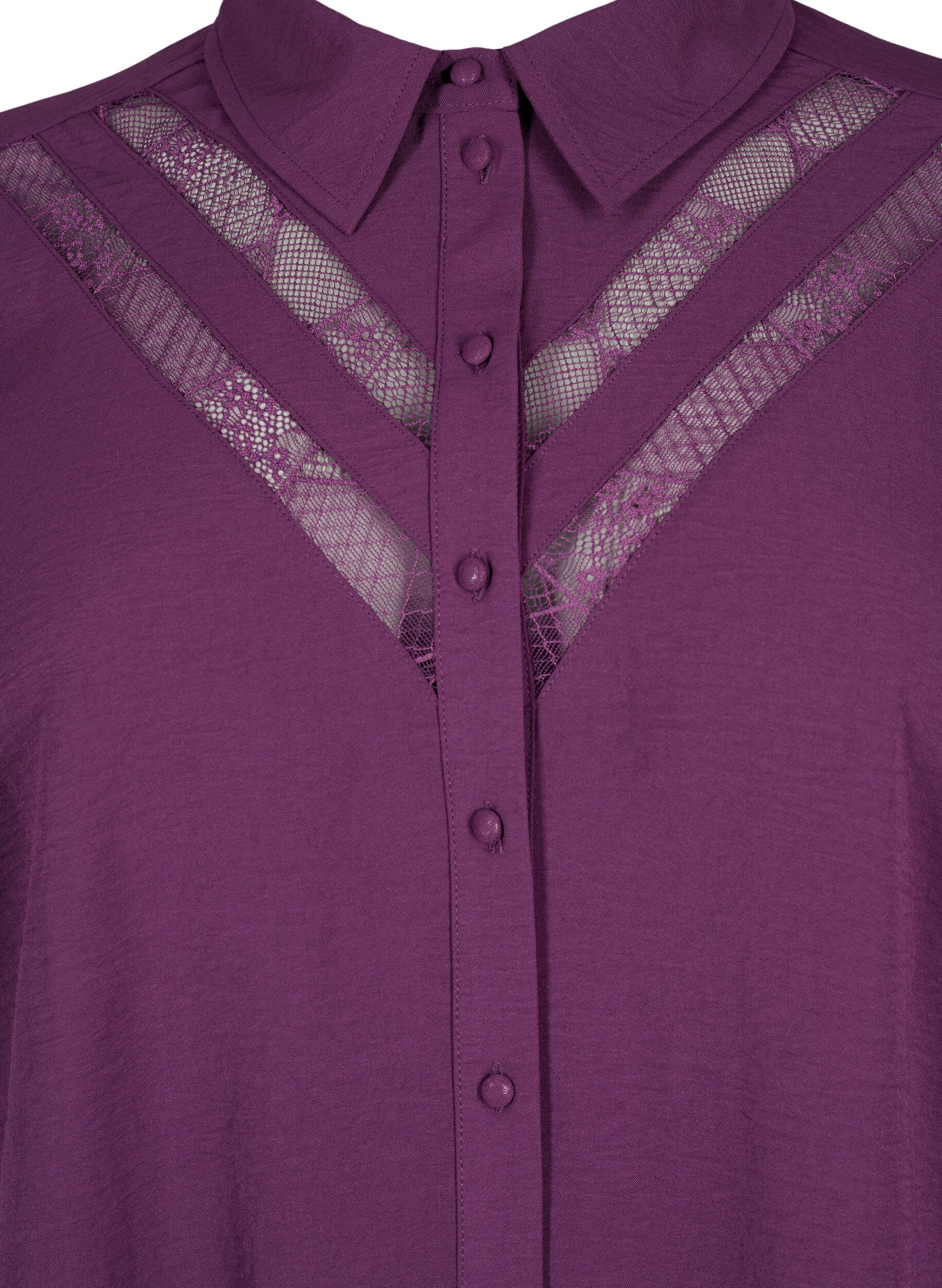 ZizziLanges Shirt mit Spitzendetails, Deep Purple, Packshot image number 2