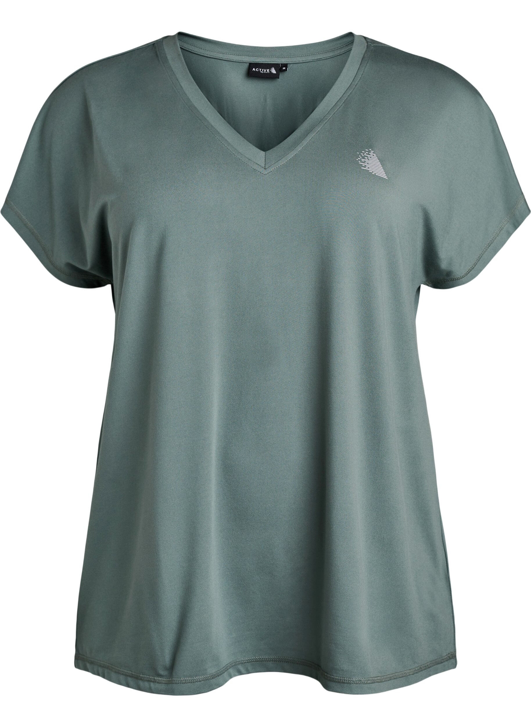 ZizziLockeres Trainings-T-Shirt mit V-Ausschnitt, Gr&uuml;n, Packshot image number 0