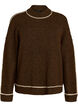 Strickpullover mit Rollkragen und Kontraststreifen, Braun, Packshot image number 0