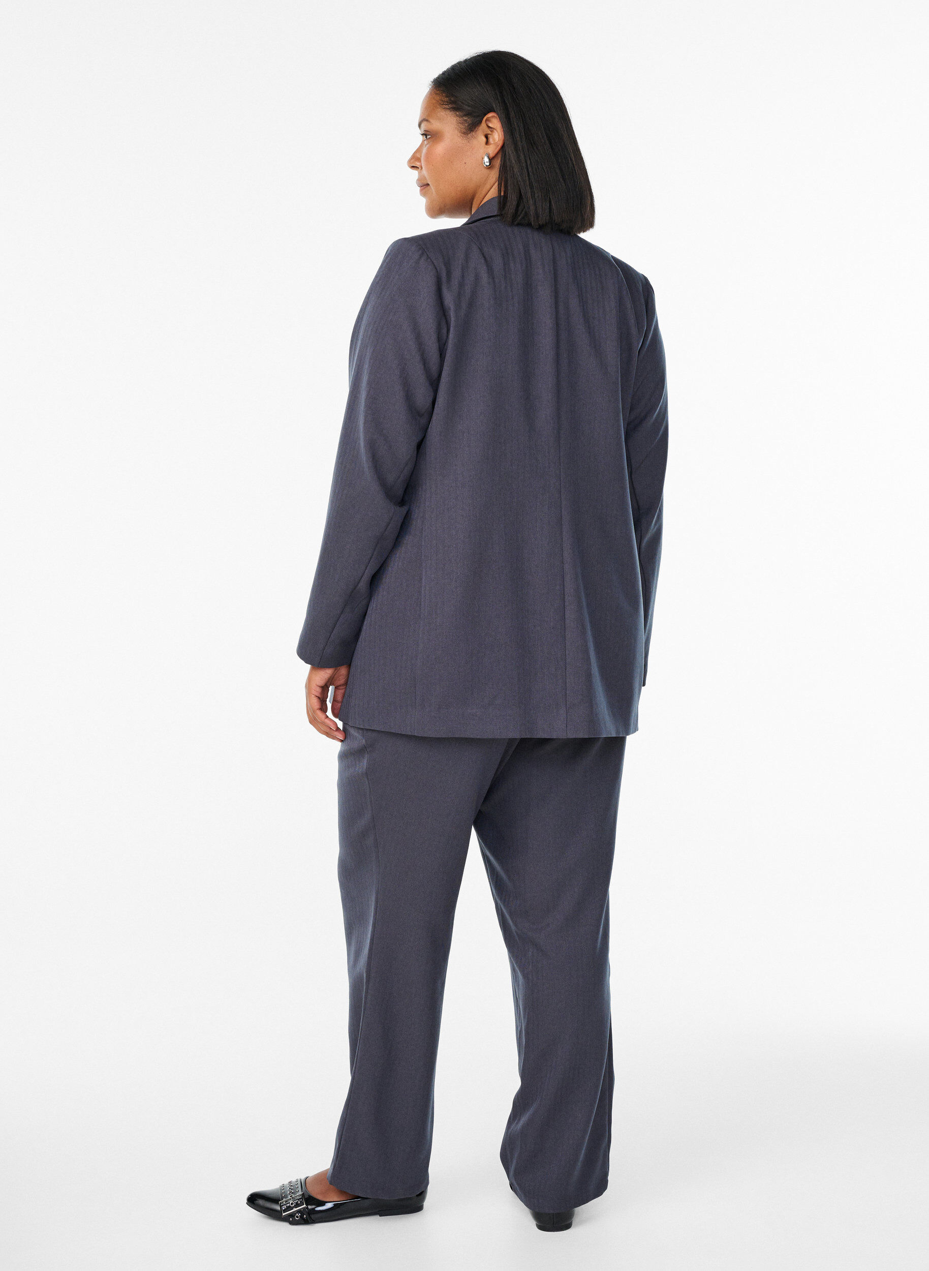 ZizziAnzughose mit geradem Bein und Strukturmuster, Grau, Model image number 1