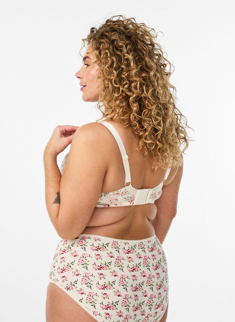 Vollschalen-BH mit gebl&uuml;mter Spitze, Wei&szlig;, Model image number 2