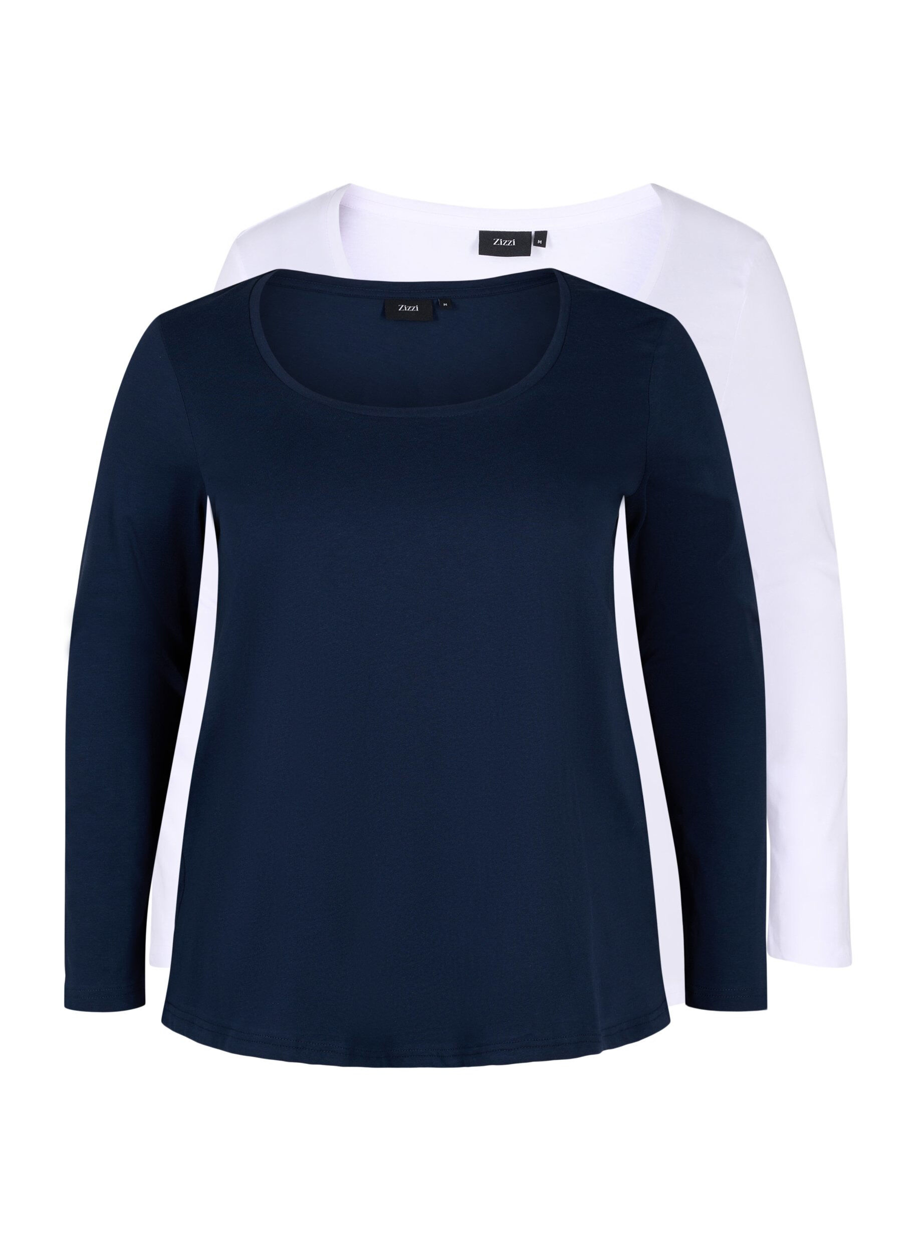 Zizzi2er-Pack Basic-Bluse aus Baumwolle, Navy B/B White, Packshot image number 4