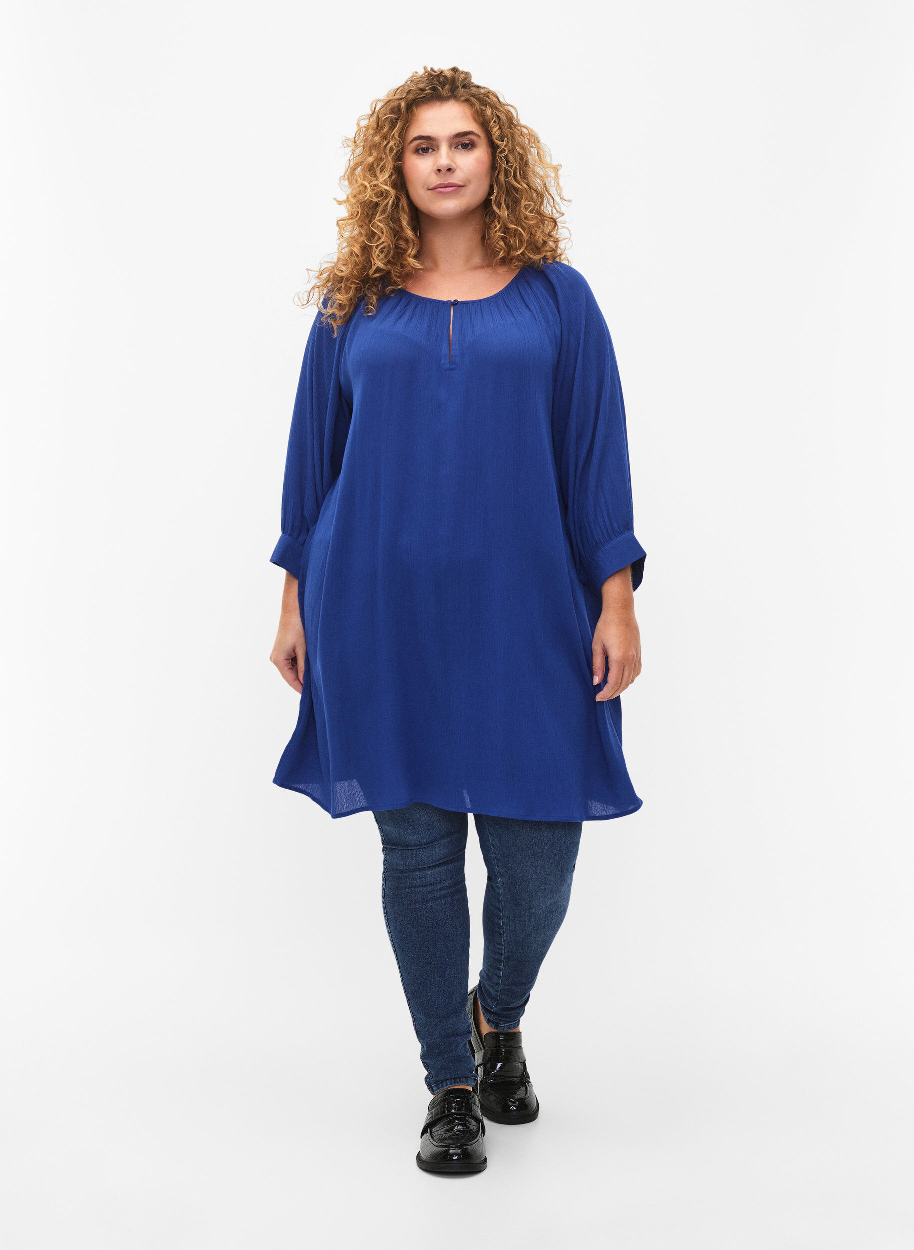 ZizziViskosetunika mit 3/4-&Auml;rmeln, Blau, Model image number 1