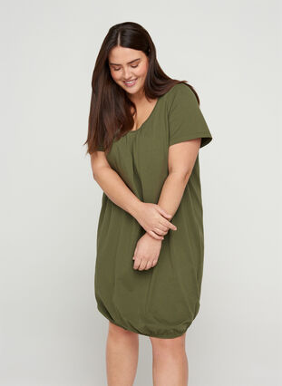Kurzarm Kleid aus Baumwolle, Ivy Green, Model image number 0