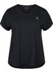 Kurzarm Trainingsshirt mit V-Ausschnitt, Schwarz, Packshot image number 0