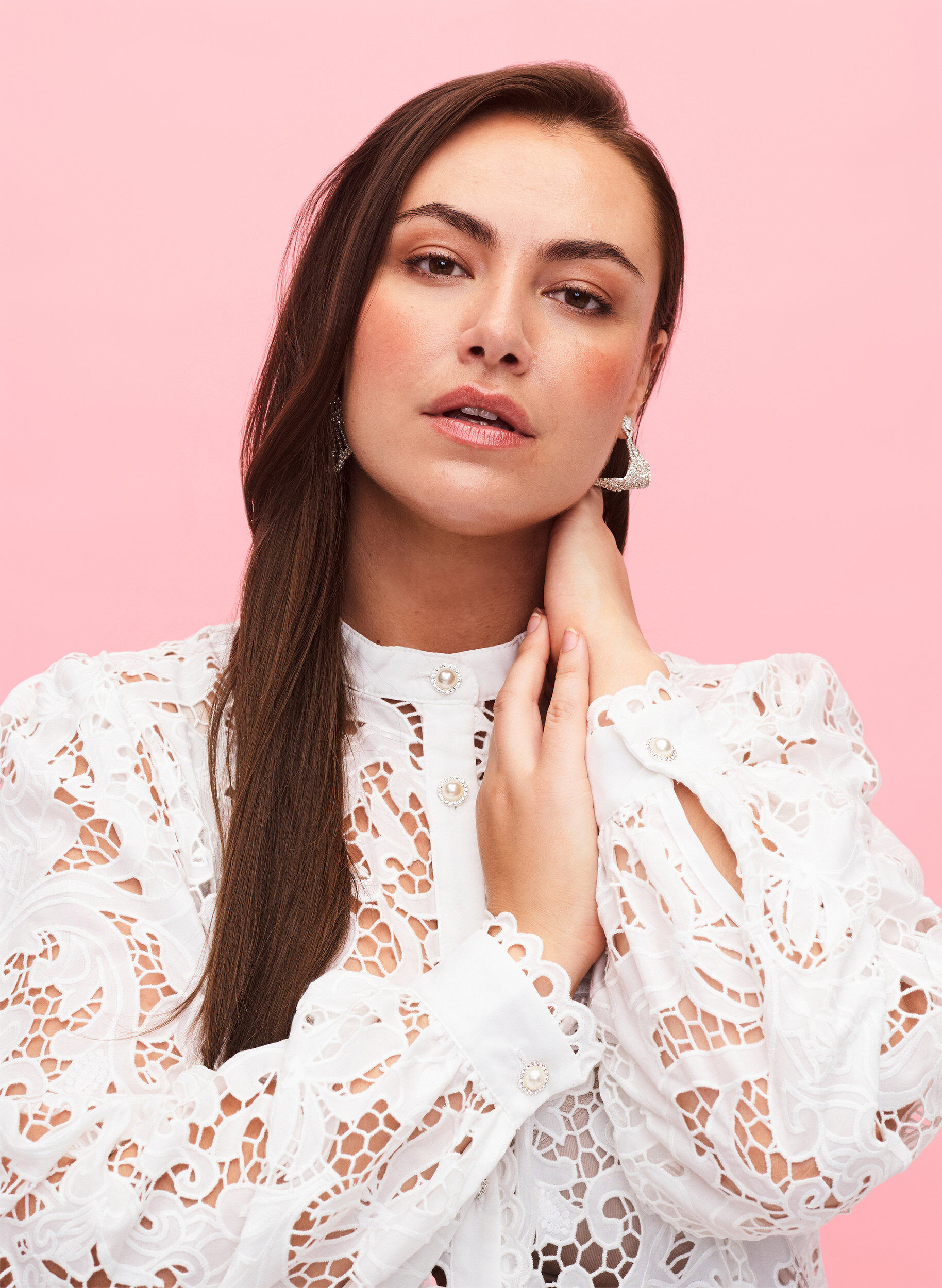 ZizziLang&auml;rmlige Hemdbluse aus Spitze, White, Model image number 2